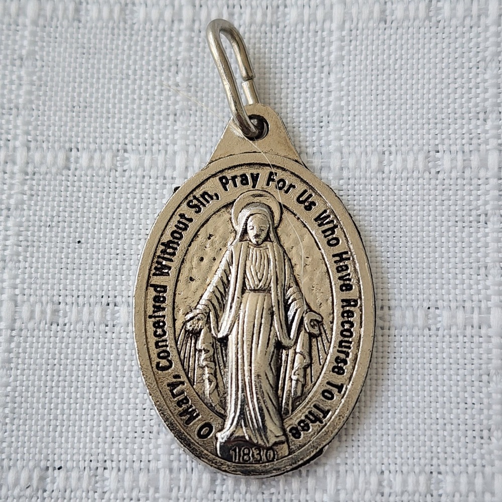 Miraculous Medal Virgin Mary Pendant Silver Tone Religious Catholic Charm 1830